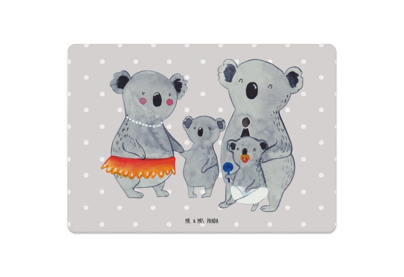 Platzset, Koala Familie - Grau Pastell - Geschenk, Koalas, Tischuntersetzer, Pa, Mr. & Mrs. Panda, (1-St), Funktionales Design von Mr. & Mrs. Panda