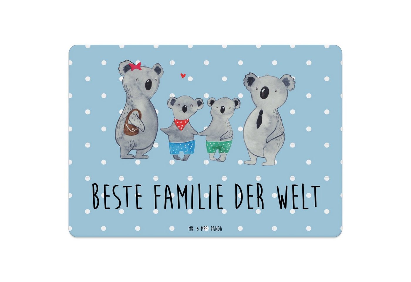 Platzset, Koala Familie zwei - Blau Pastell - Geschenk, Schwester, Oma, Tischse, Mr. & Mrs. Panda, (1-St), Designs mit Liebe von Mr. & Mrs. Panda