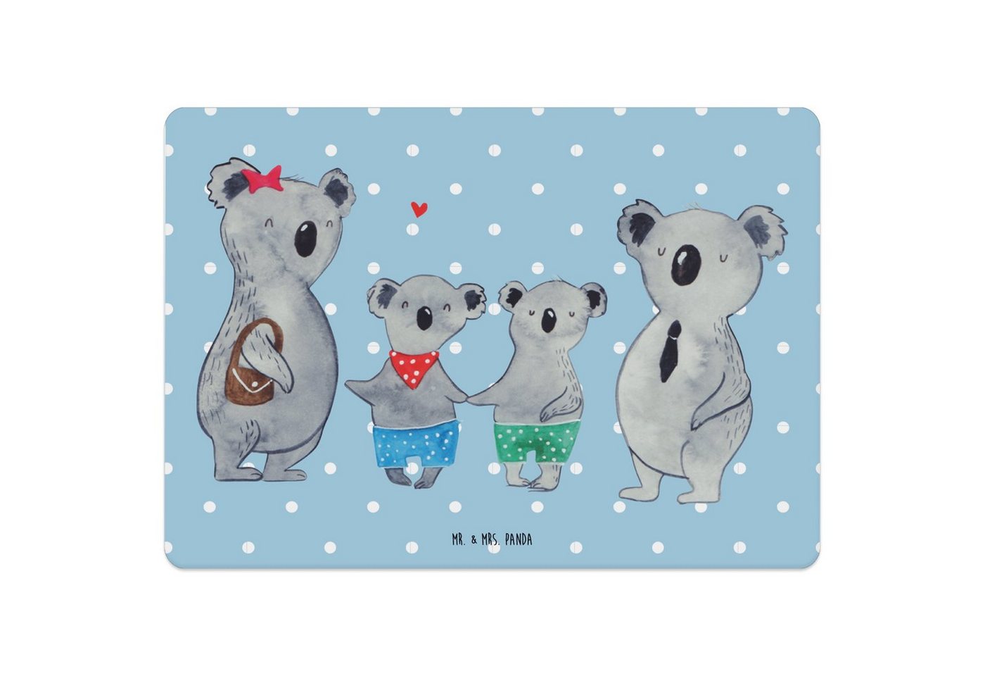 Platzset, Koala Familie zwei - Blau Pastell - Geschenk, Schwester, Platzset, Pa, Mr. & Mrs. Panda, (1-St), Attraktive Designs von Mr. & Mrs. Panda