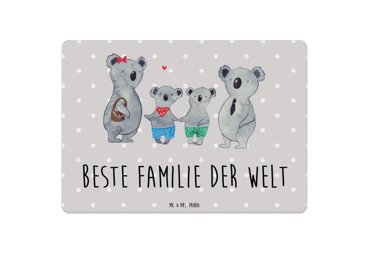Platzset, Koala Familie zwei - Grau Pastell - Geschenk, Muttertag, Tischset, Ti, Mr. & Mrs. Panda, (1-St), Rutschfest von Mr. & Mrs. Panda