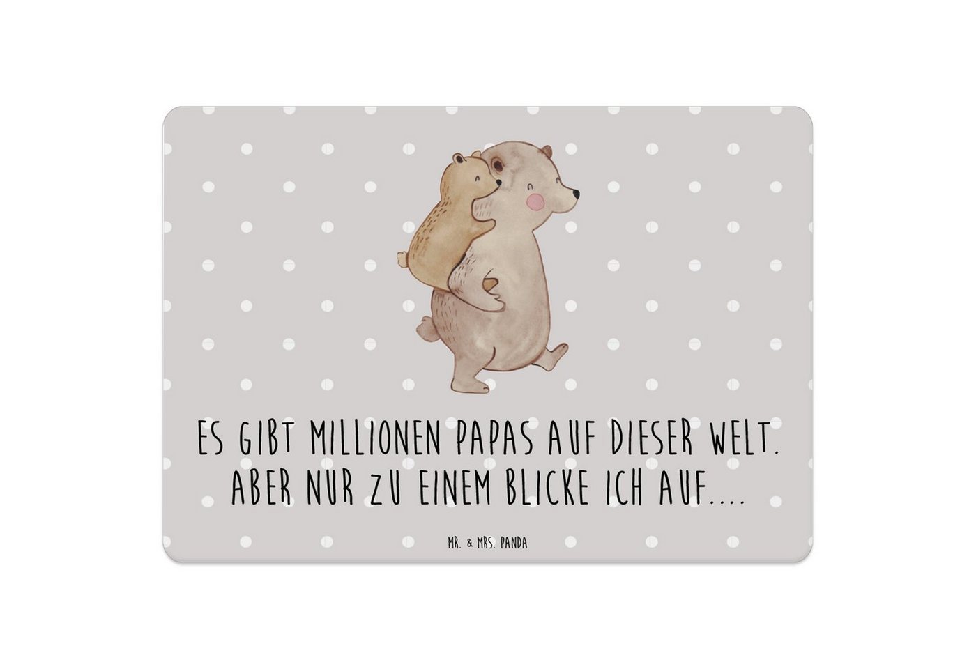 Platzset, Papa Bär - Grau Pastell - Geschenk, Vati, bester Vater, Papi, Tischun, Mr. & Mrs. Panda, (1-St), Lebensmittelecht, BPA-frei von Mr. & Mrs. Panda