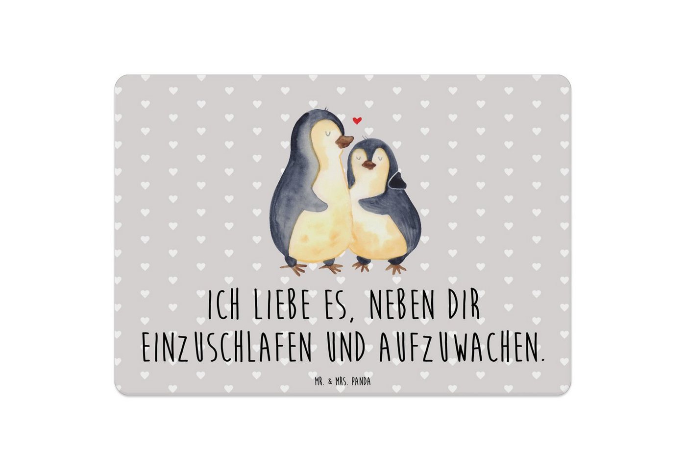 Platzset, Pinguine Einschlafen - Grau Pastell - Geschenk, Platzset, Liebe, Verl, Mr. & Mrs. Panda, (1-St), Designs mit Liebe von Mr. & Mrs. Panda