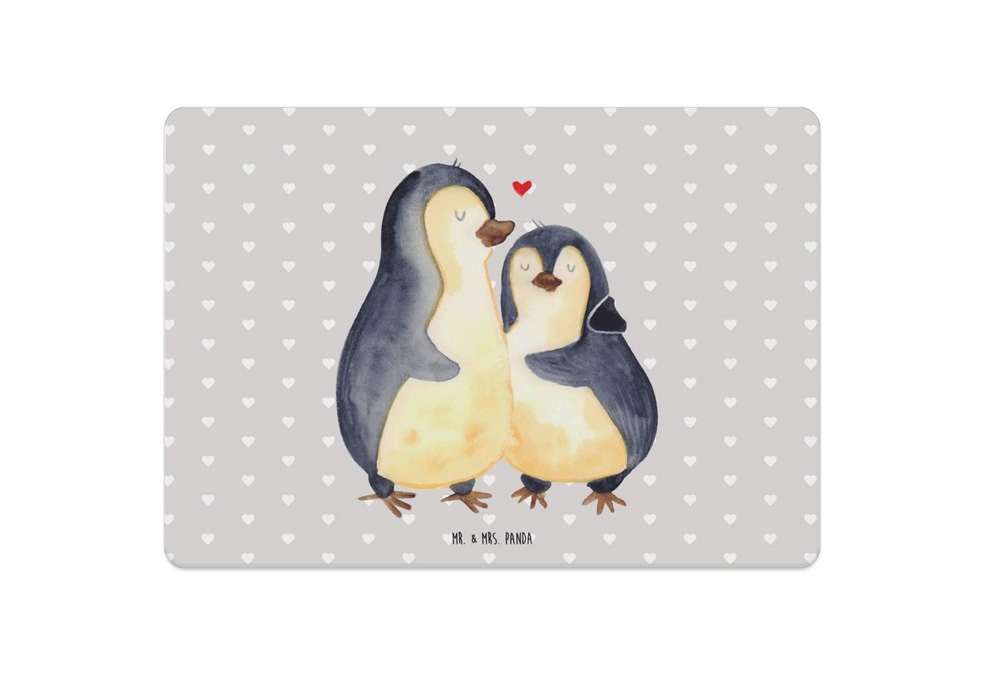 Platzset, Pinguine Einschlafen - Grau Pastell - Geschenk, Verlobung, für Männer, Mr. & Mrs. Panda, (1-St), Attraktive Designs von Mr. & Mrs. Panda