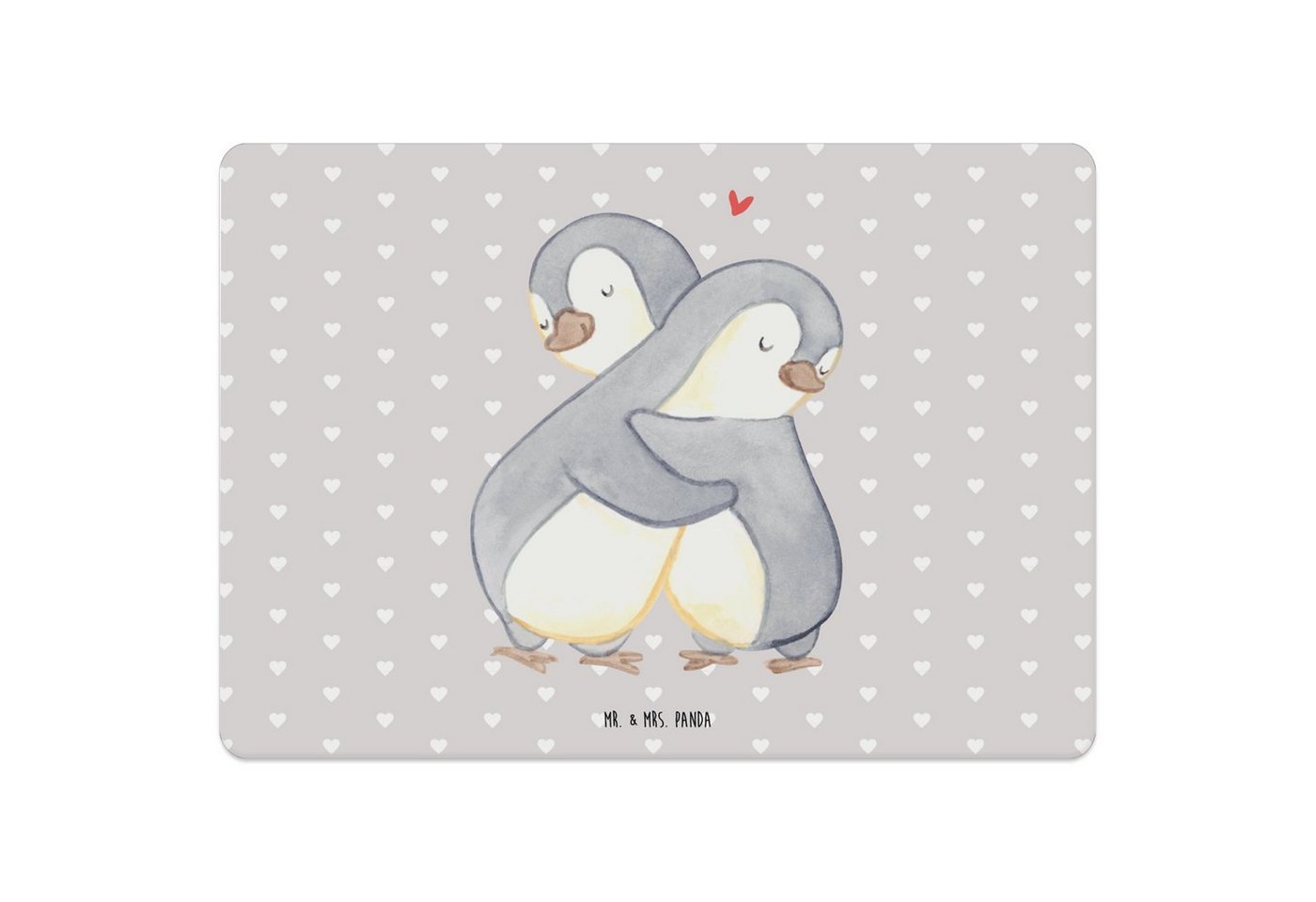 Platzset, Pinguine Kuscheln - Grau Pastell - Geschenk, Ehemann, Tischuntersetze, Mr. & Mrs. Panda, (1-St), Attraktive Designs von Mr. & Mrs. Panda