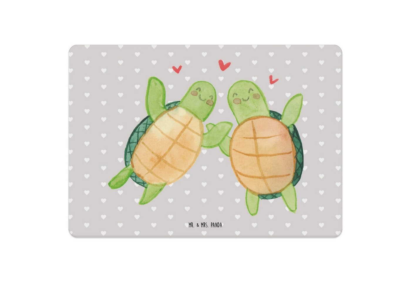 Platzset, Schildkröten Paar - Grau Pastell - Geschenk, Hochzeitstag, Liebesgesc, Mr. & Mrs. Panda, (1-St), Funktionales Design von Mr. & Mrs. Panda