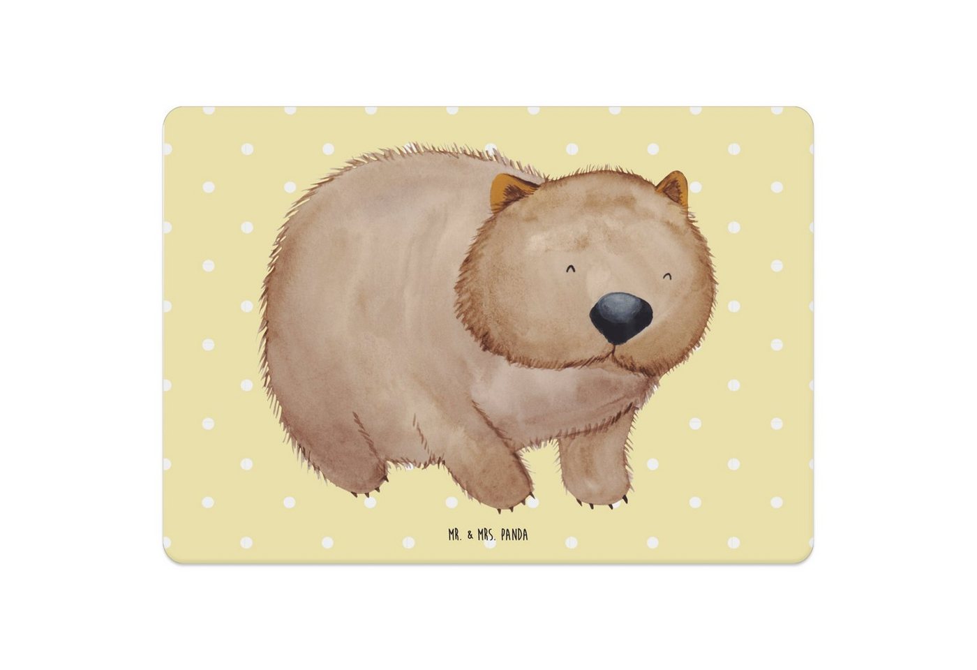 Platzset, Wombat - Gelb Pastell - Geschenk, Tischset, Tiermotive, Australien, l, Mr. & Mrs. Panda, (1-St), Designs mit Liebe von Mr. & Mrs. Panda