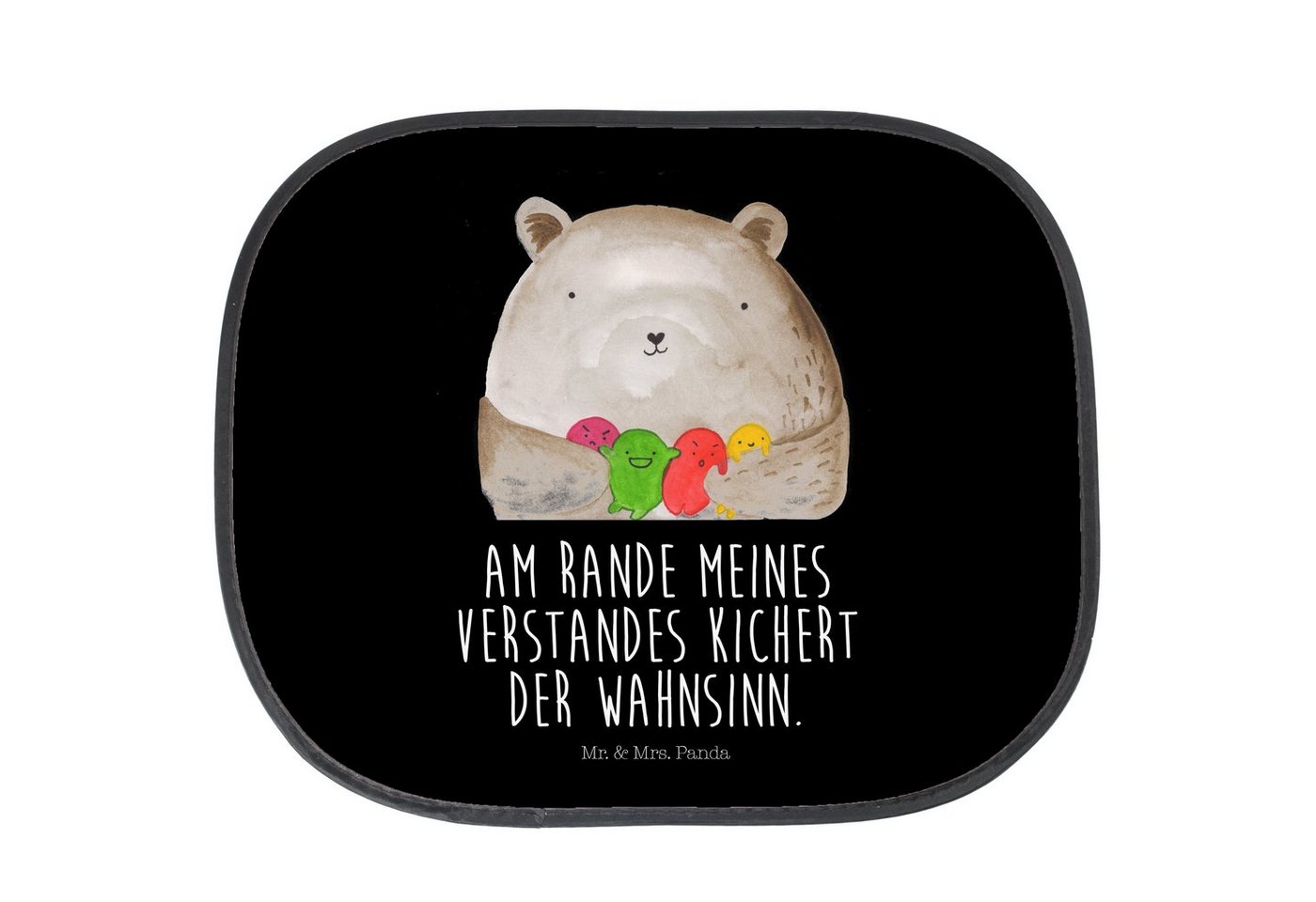 Sonnenschutz Bär Gefühl - Schwarz - Geschenk, Durchgedreht, Verrückt, Sonnenschutz, Mr. & Mrs. Panda, Seidenmatt, Faltbar & Praktisch von Mr. & Mrs. Panda