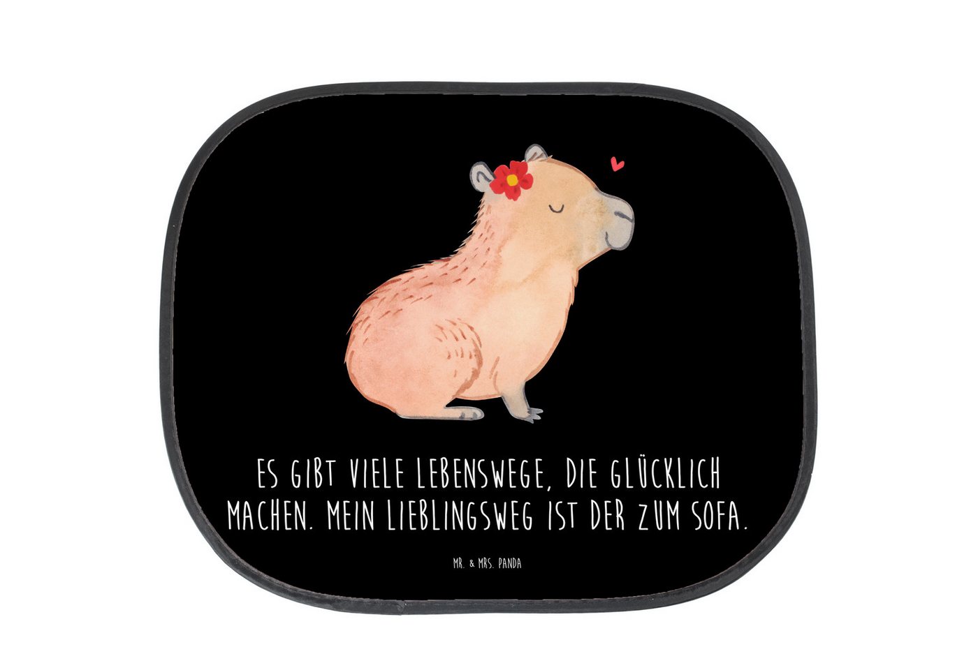 Sonnenschutz Capybara Blume - Schwarz - Geschenk, Sonne Auto, Sonnenschutzfolie, A, Mr. & Mrs. Panda, Seidenmatt, Einzigartige Motive von Mr. & Mrs. Panda