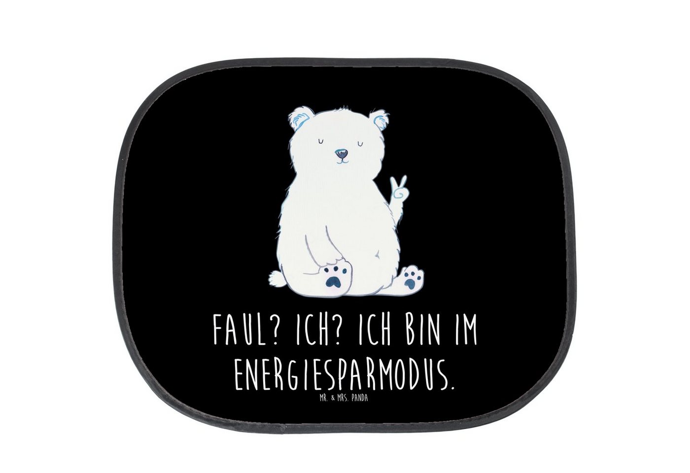 Sonnenschutz Eisbär Faul - Schwarz - Geschenk, Teddybär, Entspannen, Auto Sonnensc, Mr. & Mrs. Panda, Seidenmatt, Exklusive Motive von Mr. & Mrs. Panda