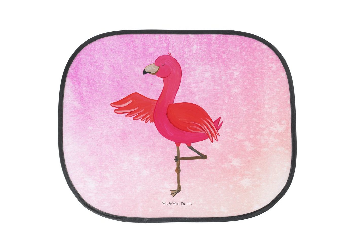 Sonnenschutz Flamingo Yoga - Aquarell Pink - Geschenk, Yoga-Übung, Namaste, Achtsa, Mr. & Mrs. Panda, Seidenmatt, Stilvoll & Praktisch von Mr. & Mrs. Panda