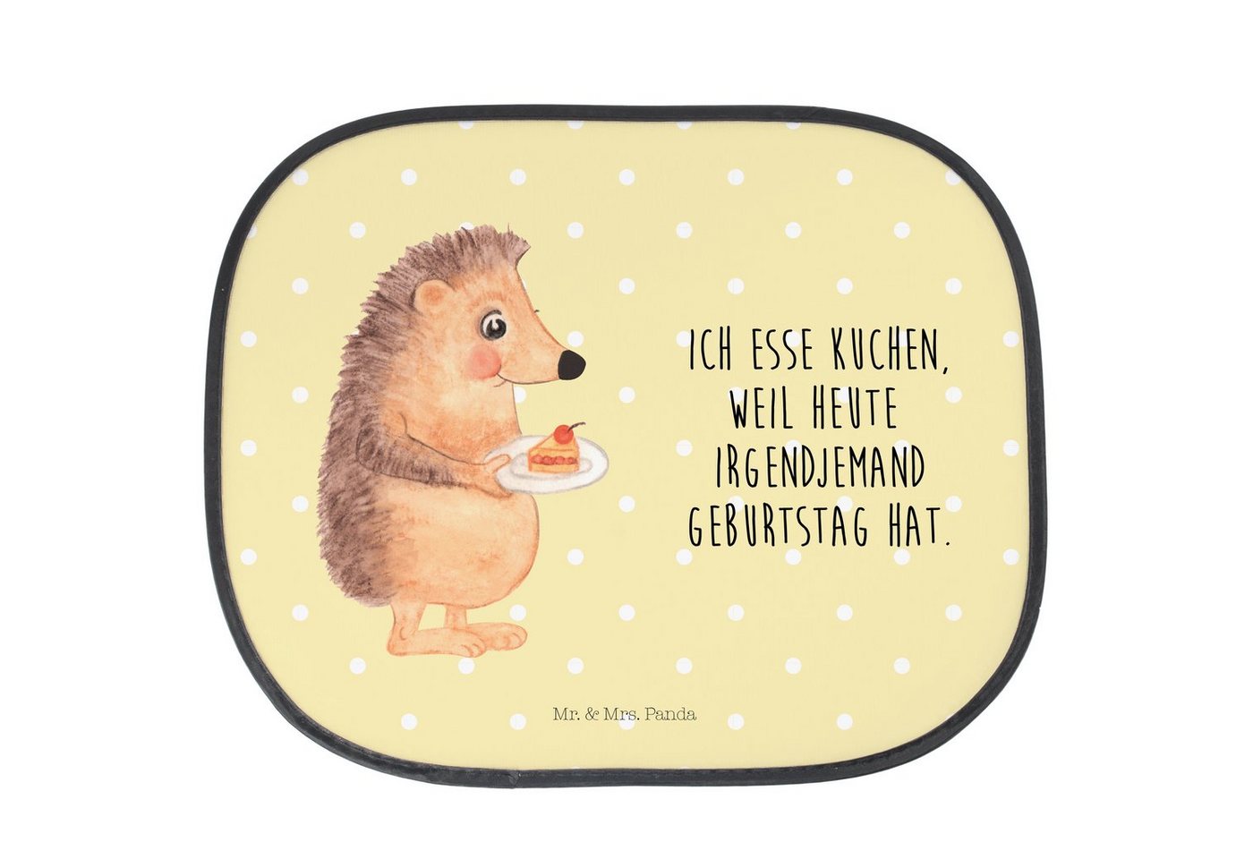 Sonnenschutz Igel Kuchenstück - Gelb Pastell - Geschenk, Sonnenschutzfolie, Auto S, Mr. & Mrs. Panda, Seidenmatt, Exklusive Motive von Mr. & Mrs. Panda