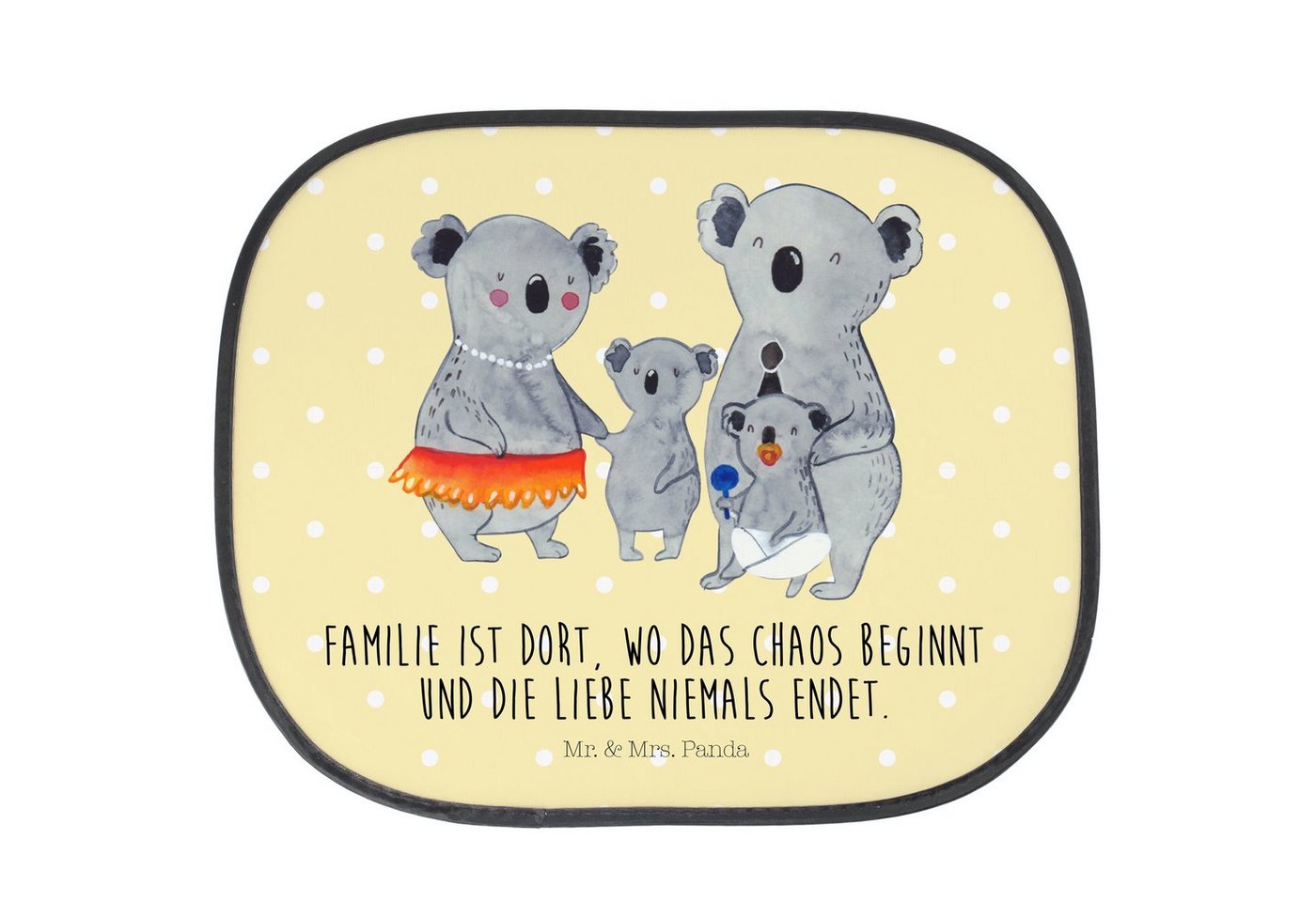 Sonnenschutz Koala Familie - Gelb Pastell - Geschenk, Sonnenschutzfolie, Sonnenble, Mr. & Mrs. Panda, Seidenmatt, Stilvoll & Praktisch von Mr. & Mrs. Panda