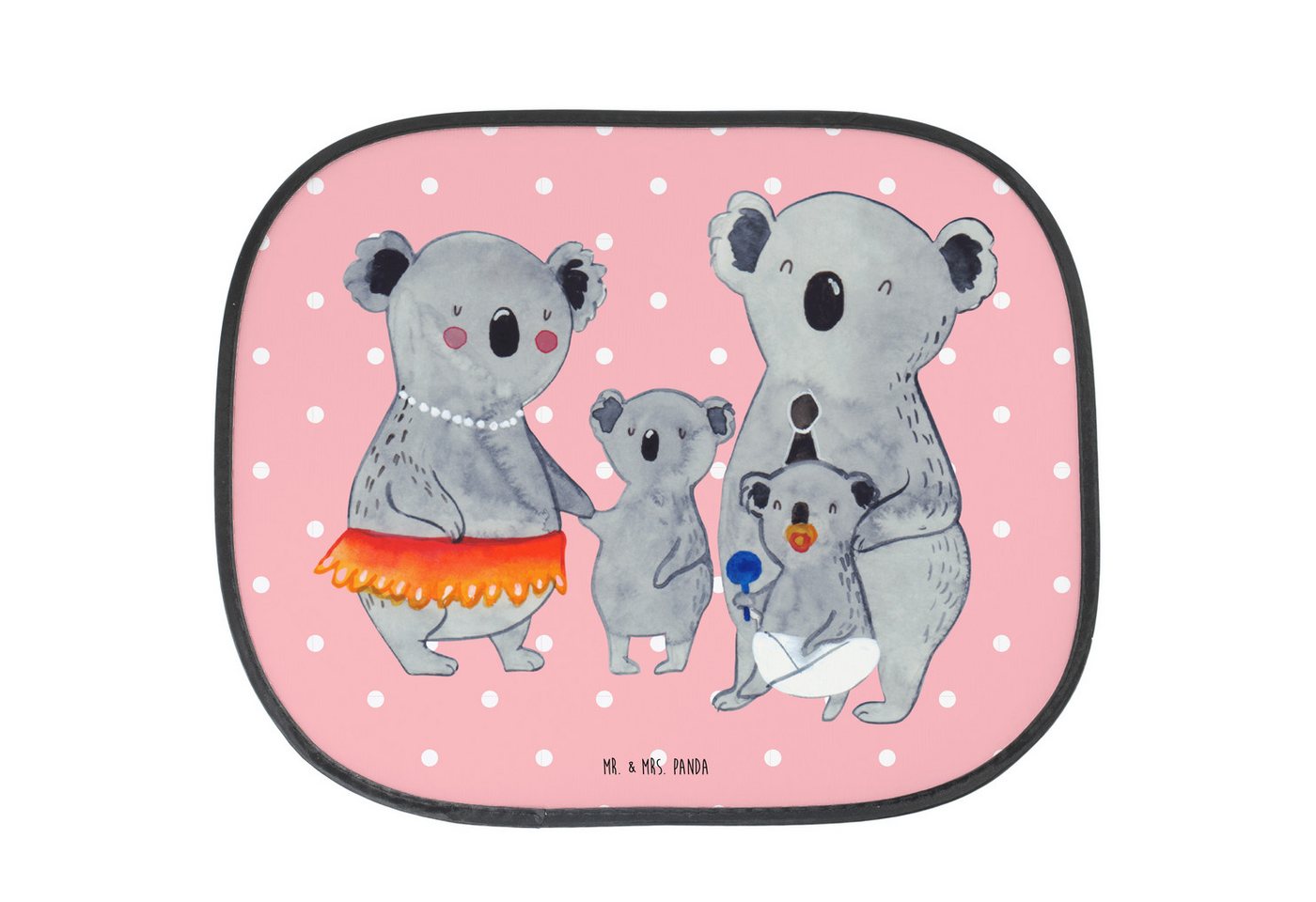 Sonnenschutz Koala Familie - Rot Pastell - Geschenk, Papa, Auto Sonnenschutz, Sonn, Mr. & Mrs. Panda, Seidenmatt, Stilvoll & Praktisch von Mr. & Mrs. Panda