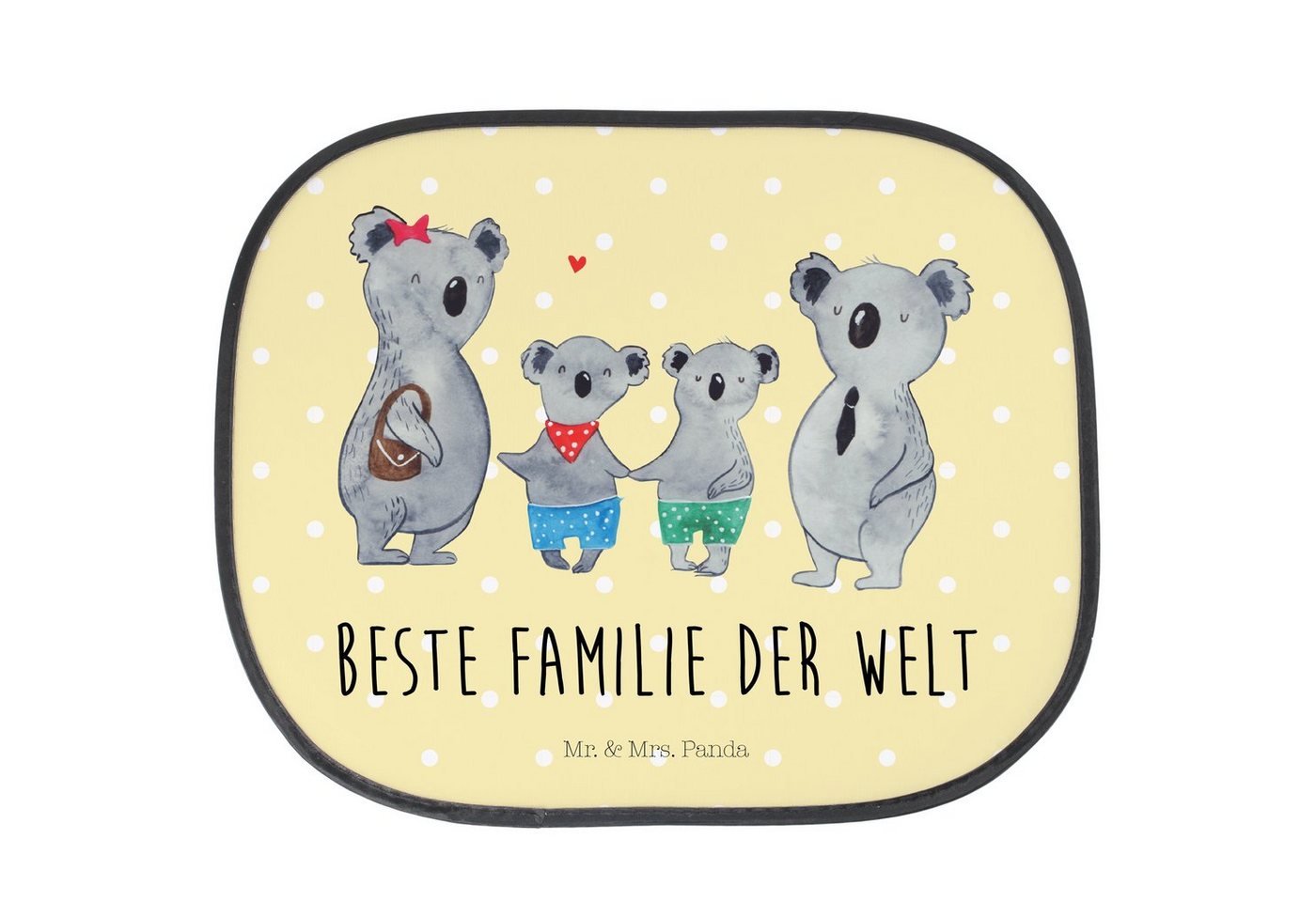 Sonnenschutz Koala Familie zwei - Gelb Pastell - Geschenk, Auto Sonnenschutz, Sonn, Mr. & Mrs. Panda, Seidenmatt, Exklusive Motive von Mr. & Mrs. Panda