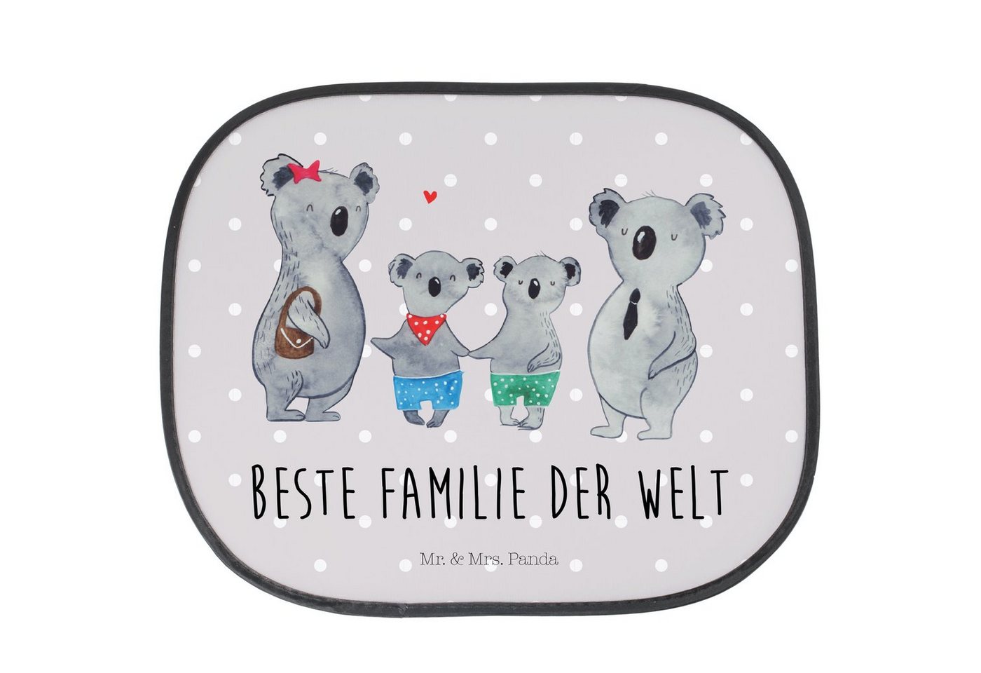 Sonnenschutz Koala Familie zwei - Grau Pastell - Geschenk, Sonnenblende, Sonne Aut, Mr. & Mrs. Panda, Seidenmatt, Faltbar & Praktisch von Mr. & Mrs. Panda