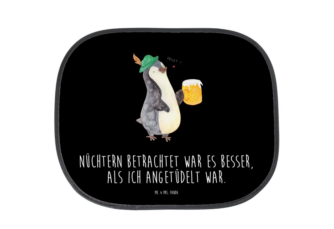 Sonnenschutz Pinguin Bier - Schwarz - Geschenk, Sonnenblende, Sonnenschutzfolie, b, Mr. & Mrs. Panda, Seidenmatt, Stilvoll & Praktisch von Mr. & Mrs. Panda