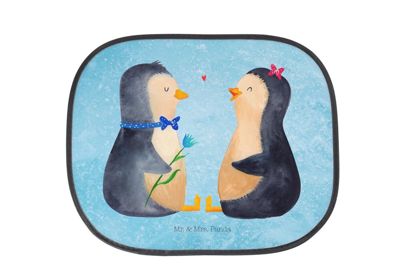 Sonnenschutz Pinguin Pärchen - Eisblau - Geschenk, Sonnenschutzfolie, Sonnenblende, Mr. & Mrs. Panda, Seidenmatt, Exklusive Motive von Mr. & Mrs. Panda