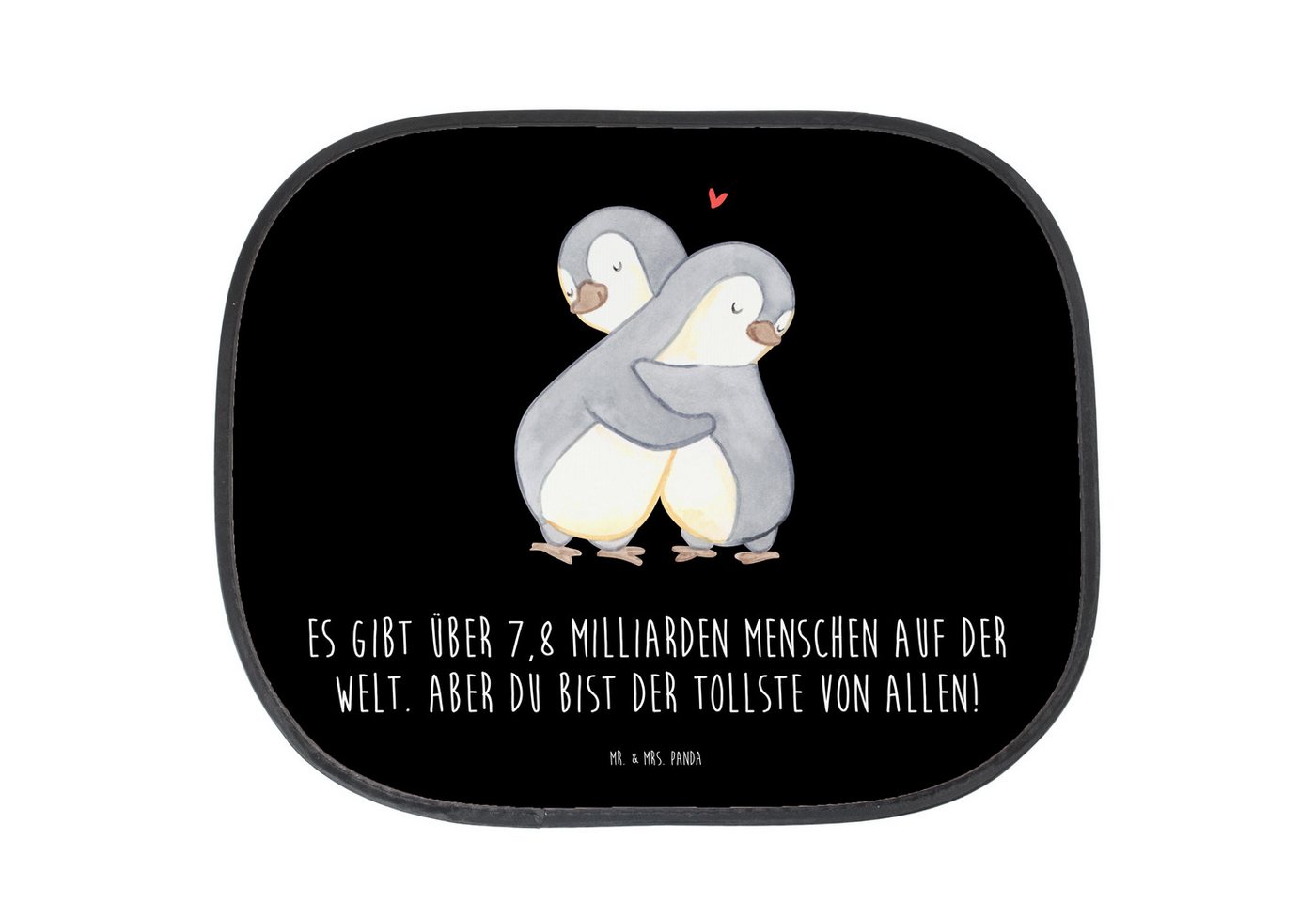 Sonnenschutz Pinguine Kuscheln - Schwarz - Geschenk, Geschenk für Freundin, Sonne, Mr. & Mrs. Panda, Seidenmatt, Exklusive Motive von Mr. & Mrs. Panda