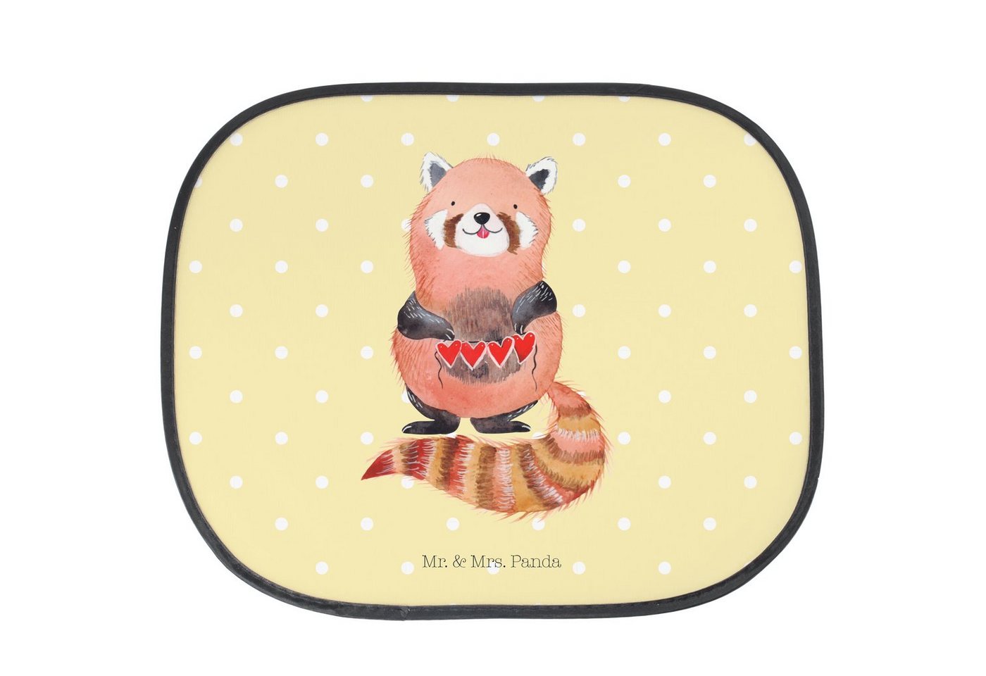 Sonnenschutz Roter Panda - Gelb Pastell - Geschenk, Herz, Tiere, Gute Laune, Sonne, Mr. & Mrs. Panda, Seidenmatt, Faltbar & Praktisch von Mr. & Mrs. Panda