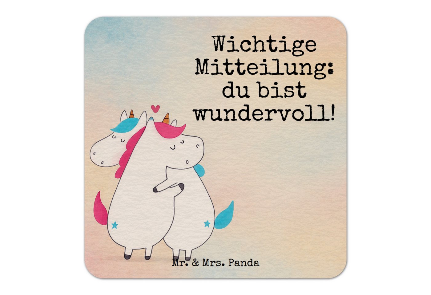 Wohndecke Einhorn Mitteilung Design 50er Set - Weiß - Geschenk, Einhörner, Bier, Mr. & Mrs. Panda, Schöne Motive von Mr. & Mrs. Panda