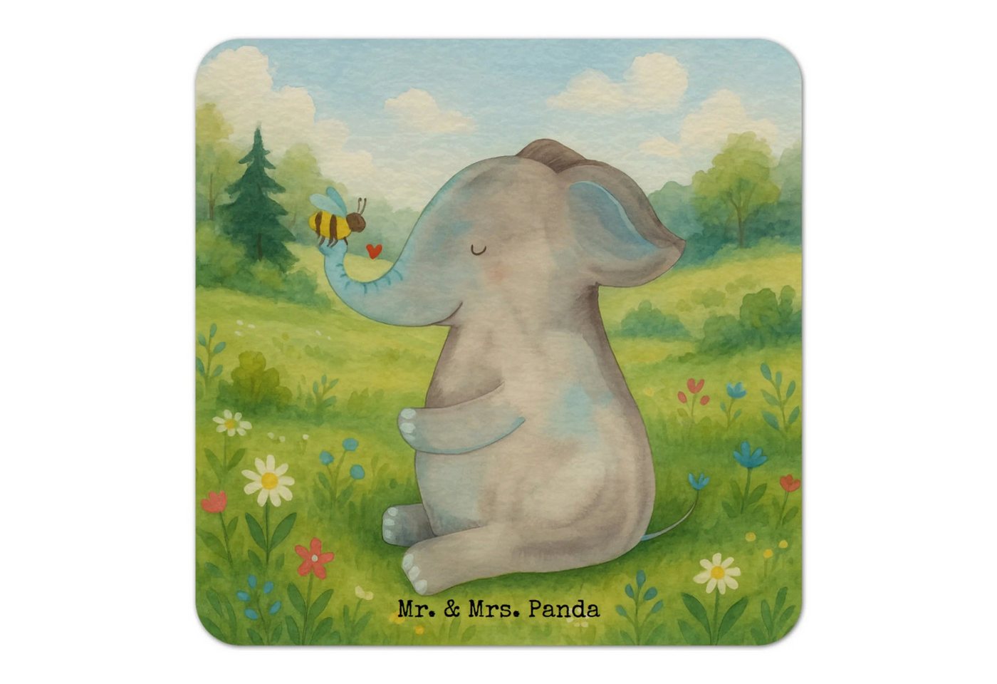 Wohndecke Elefant Biene Design 50er Set - Weiß - Geschenk, Tiermotive, Bierdeck, Mr. & Mrs. Panda, Bunte Motive von Mr. & Mrs. Panda