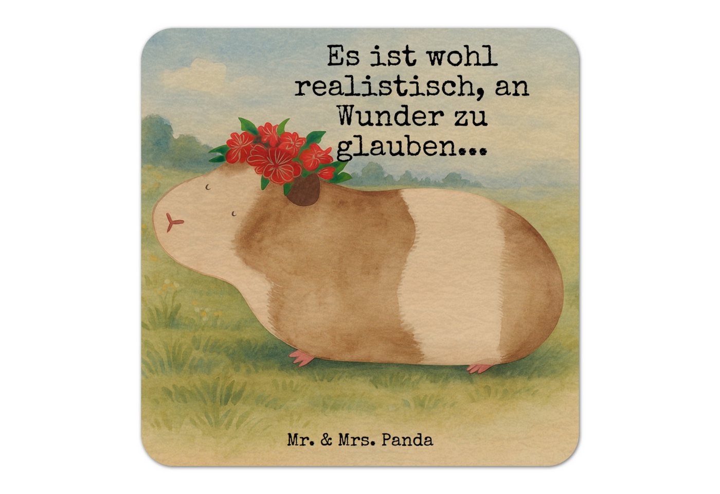 Wohndecke Meerschweinchen Weisheit Design 50er Set - Weiß - Geschenk, Tischdeko, Mr. & Mrs. Panda, Begeisternde Motive von Mr. & Mrs. Panda