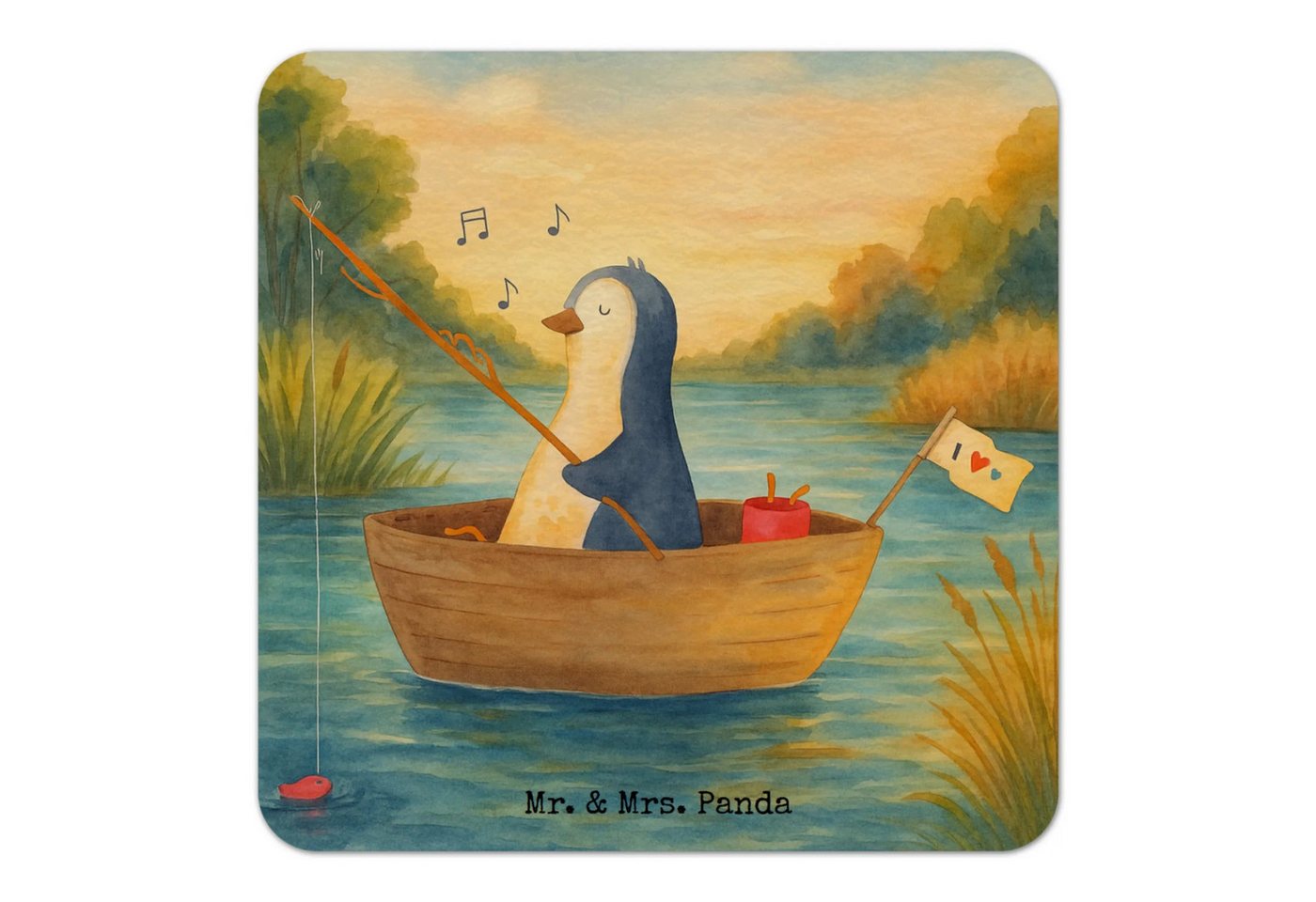 Wohndecke Pinguin Angelboot Design 50er Set - Weiß - Geschenk, Motivation, Lebe, Mr. & Mrs. Panda, Bunte Motive von Mr. & Mrs. Panda