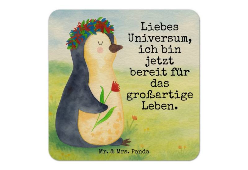 Wohndecke Pinguin Blumen Design 50er Set - Weiß - Geschenk, Gastgeschenk Hochze, Mr. & Mrs. Panda, Schöne Motive von Mr. & Mrs. Panda