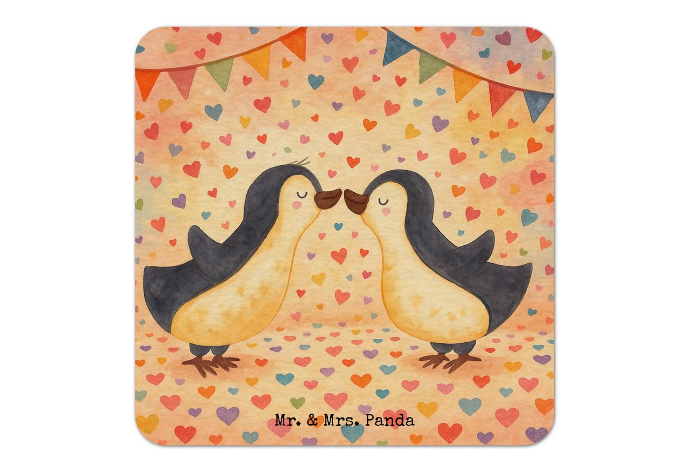 Wohndecke Pinguin Liebe Design 50er Set - Weiß - Geschenk, Verlobter, Tischdeko, Mr. & Mrs. Panda, Schöne Motive von Mr. & Mrs. Panda