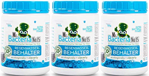 Mr.Bacteria No.15 Bioenzymatischer Reiniger für Ihre REGENWASSERBEHÄLTER, Regenwassersammeltanks, Lagertanks, Regenwasser, Regenwassertank Garten 500 g - 3 Stücke von Mr.Bacteria
