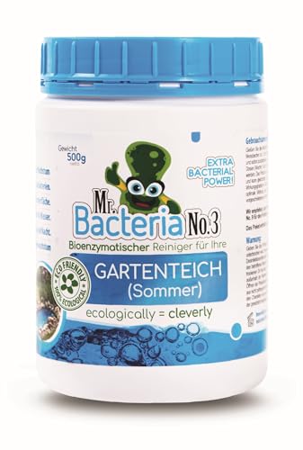 Mr.Bacteria No.3 Gartenteich Reiniger, Teichpflegemittel, Wasserklärer zu klar von grünem Wasser im Gartenteich, Schwimmteich, Fischteich 500g von Mr.Bacteria