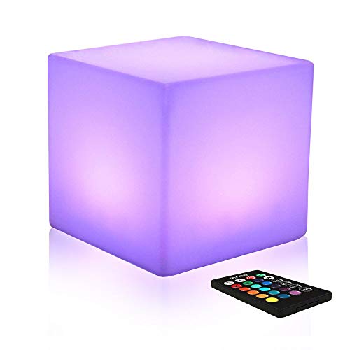 25 cm Cube LED-Nachtlicht mit Fernbedienung, wiederaufladbarer Akku, Nachttischlampe für Kinder, Farbwechsel, 16 RGB Farben und 8 dimmbare Helligkeit von Mr.Go