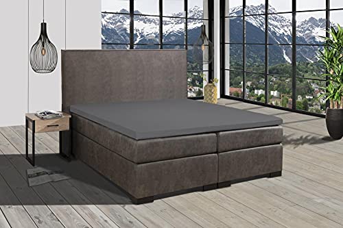 Mr.Sandman Full Elastan de Luxe Topper Spannbetttuch Asche 180x200-210cm 240gr/m² von Mr.Sandman