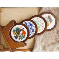 Vintage Floral Keramik Untersetzer - Set Von 4 Shabby Chic Bauernhaus Dekor von MrGift