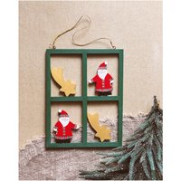 Vintage Weihnachtsverzierung Aus Holz Weihnachtsmann & Stern Zum Aufhängen Im Fenster von MrGift