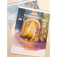 Familienkalender 2025 - Familienplaner A3 Wandkalender Witziges Weihnachtsgeschenk Kinderzimmer Drachen Illustration Monatsplaner von MrGreenAndCo