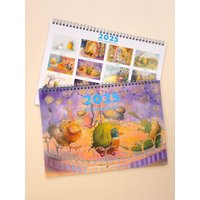 Illustrierter Kalender 2025 - Witziges Weihnachtsgeschenk Familienplaner A3/A4 Wandkalender Kinderzimmer Drachen Illustration von MrGreenAndCo