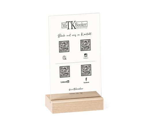 Aufsteller für Social-Media-Konten, Acryl, QR-Codes für Social Media und Website (4x QR-Code) von MrTKBooker