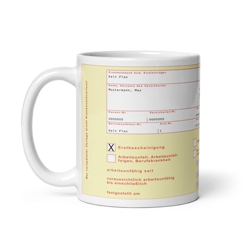 Büro Tassen mit Spruch Arbeit | lustige Krankenschein Tasse personalisierbar von MrTKBooker