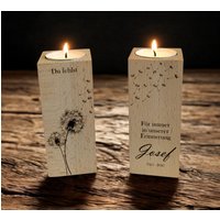 Trauergeschenk Personalisierte Teelichthalter | Trauerkerze Erinnerungslicht Holz von MrTKBooker