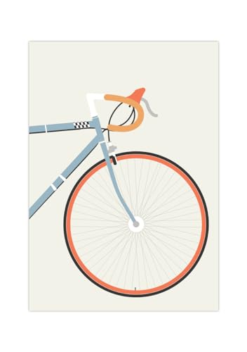 MrTKBooker Fahrrad Poster | Bild Rennrad Hinterrad minimalistisch (Blau Beige, A2 (59,4x42 cm)) von MrTKBooker
