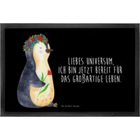 40 X 60 Fußmatte Pinguin Blumenkranz - Geschenk, Fußabstreifer, Leben, Motivfußmatte, Blumenliebe, Universum, Selbstliebe, Haustürmatte von MrUndMrsPanda