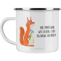 Camping Emaille Tasse Eichhörnchen Blume - Geschenk, Spruch Deko, Lustige Sprüche, Lachen, Tiere, Glücklich Spruch, Gute Laune, Spaß von MrUndMrsPanda