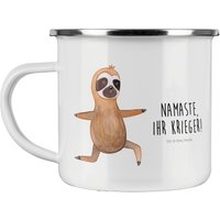 Camping Emaille Tasse Faultier Yoga - Geschenk, Outdoor Tasse, Faultiere, Metalltasse, Campingtasse, Lieblingstier von MrUndMrsPanda