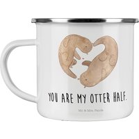 Camping Emaille Tasse Otter Herz - Geschenk, Gemeinsames Leben, Metalltasse, Seeotter, Liebesbeweis, Liebe, Jahrestag, Trinkbecher von MrUndMrsPanda