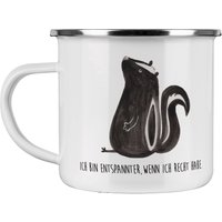 Camping Emaille Tasse Stinktier Sitzend - Geschenk, Trinkbecher, Campingtasse, Outdoor Tasse, Skunk, Raubtier, Metalltasse, Wildtier von MrUndMrsPanda