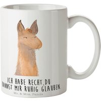 Tasse Lamakopf Genervt - Geschenk, Alpaka, Büroalltag, Partnerin, Frühstück, Becher, Kaffeebecher, Kaffeetasse, Freundin, Büro, Chefin, Tee von MrUndMrsPanda