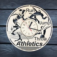 Athletics Wanduhr Geschenk Für Männer Frauen 5. Jahrestag Personalisieren Poster Custom Holz Wanddekoration von MrWoodGifts