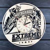 Extrem Motocross Wanduhr Geschenk Für Männer Frauen 5. Jahrestag Personalisieren Extreme Poster Custom Hanging Cutout von MrWoodGifts