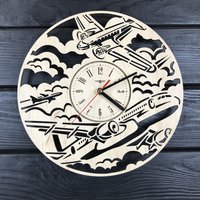 Flugzeug Wanduhr Geschenk Für Männer Frauen 5. Jahrestag Personalisiert Flugzeuge Poster Benutzerdefinierte Wandbehang Holz Wanddekoration von MrWoodGifts